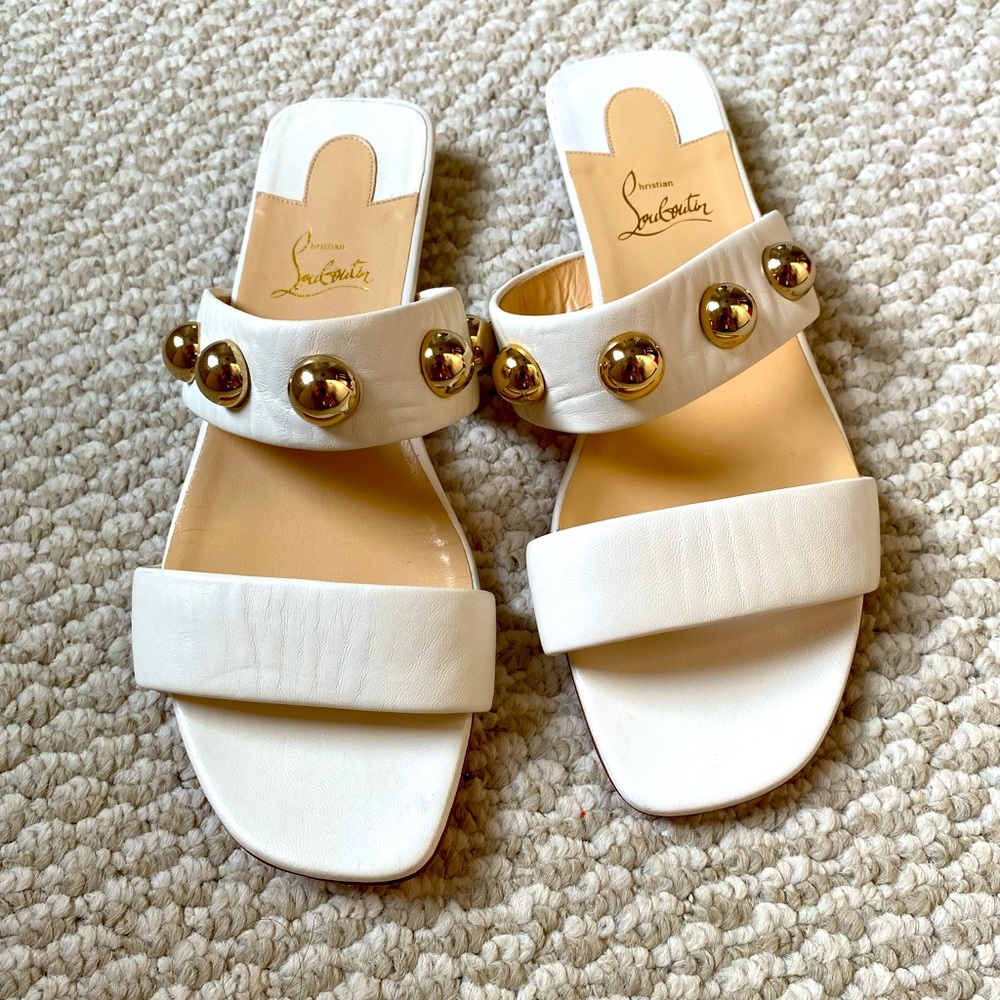 Christian Louboutin Leather Studded Accent Slides